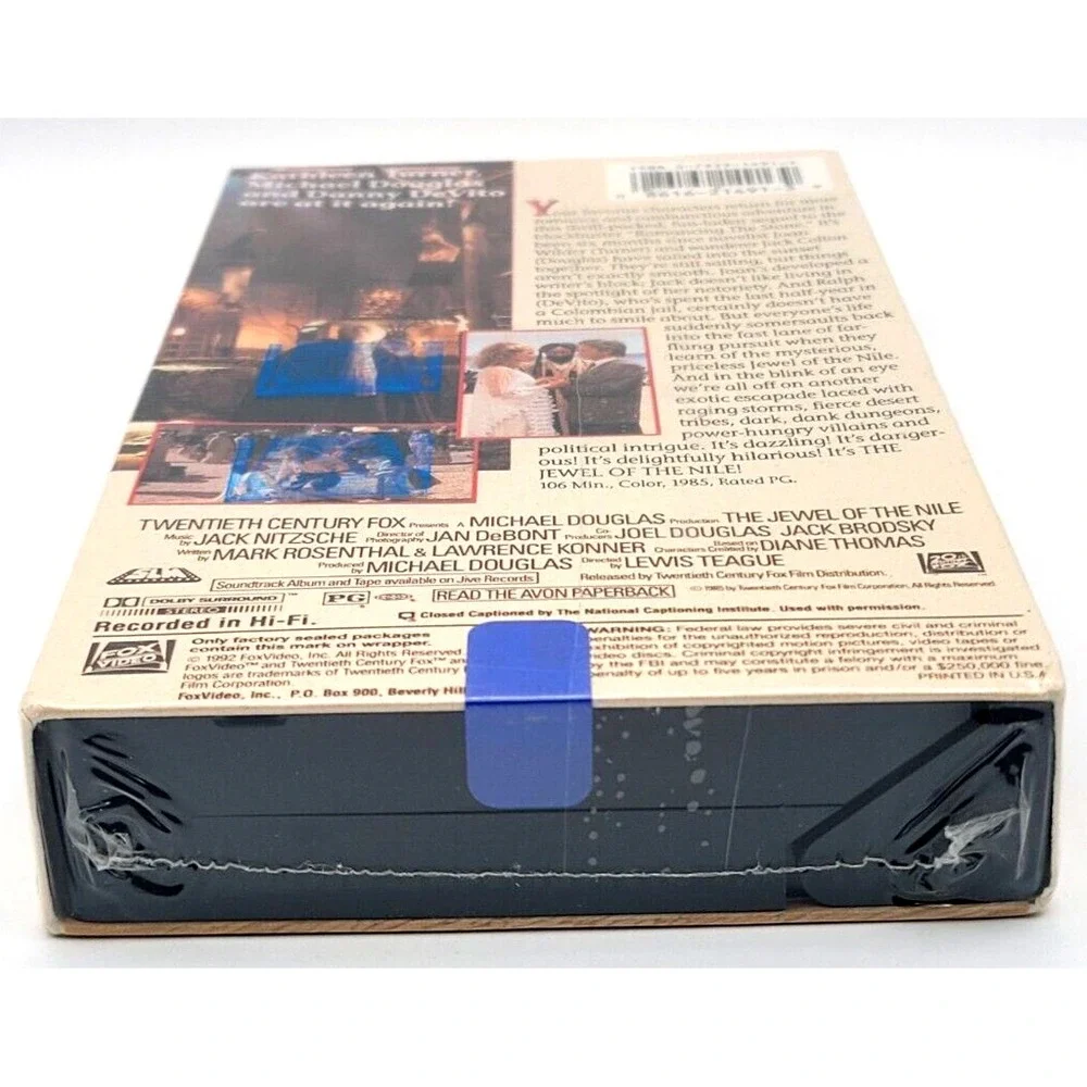 JEWEL OF THE NILE SEALED VHS MOVIE WATERMARK FOX MICHAEL DOUGLAS DANNY‎ DEVITO